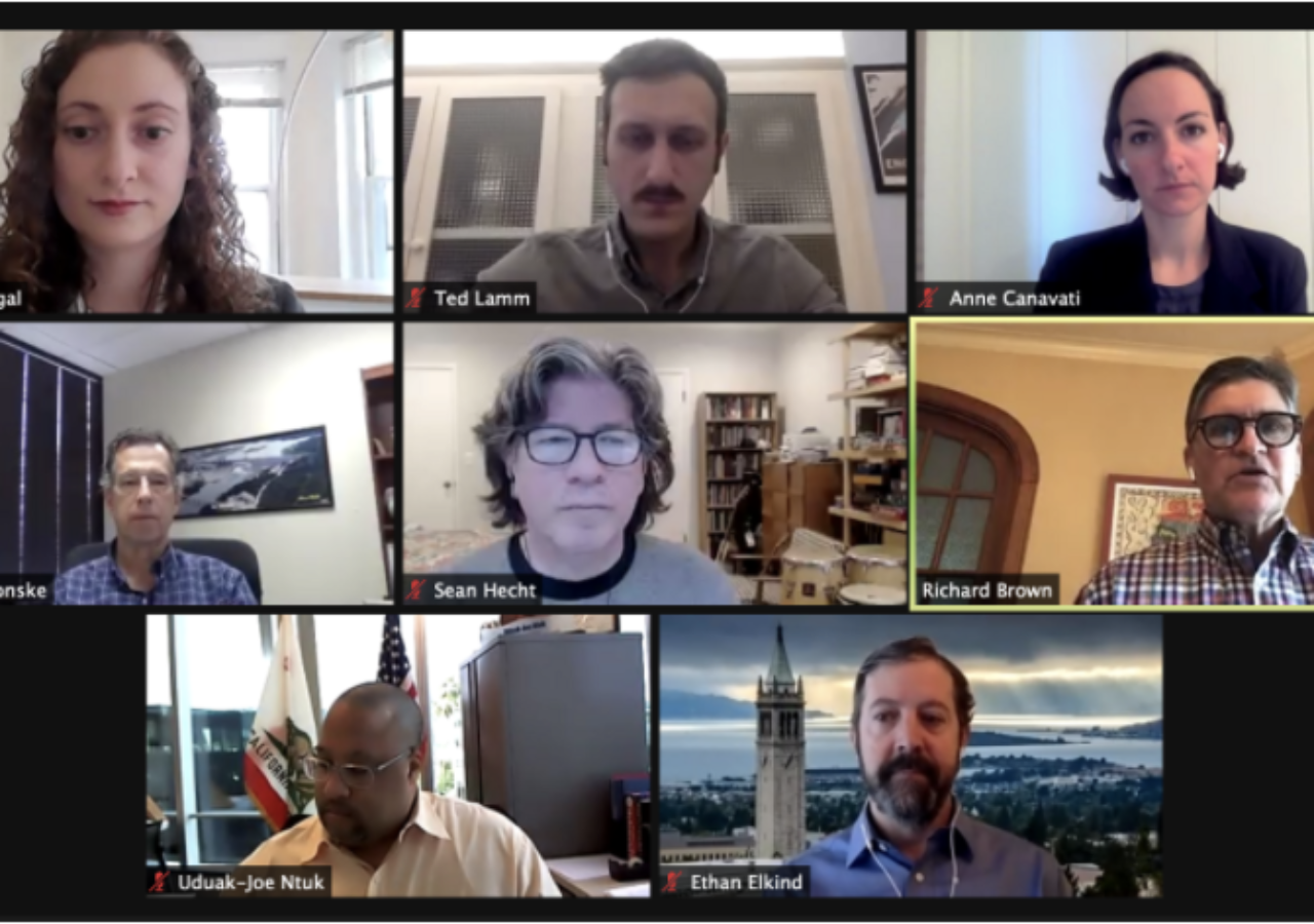 Screen capture of participants at the Berkeley Center for Law, Energy & the Environment for a conversation on law and policy solutions to accelerate engineered carbon removal in California.