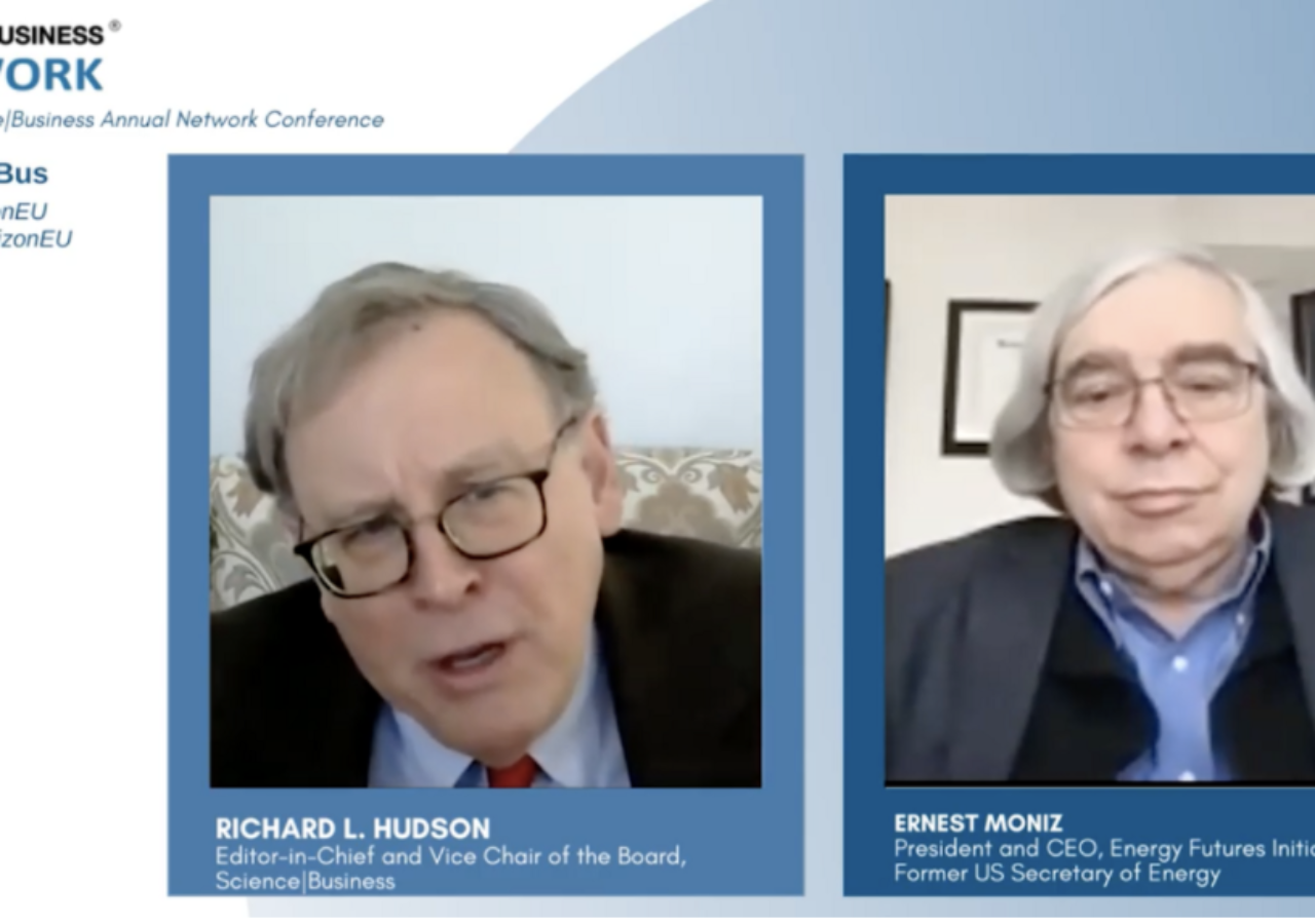 Science Business Network European Conference with Richard L. Hudson (on the left) and Ernest Moniz (on the right).
