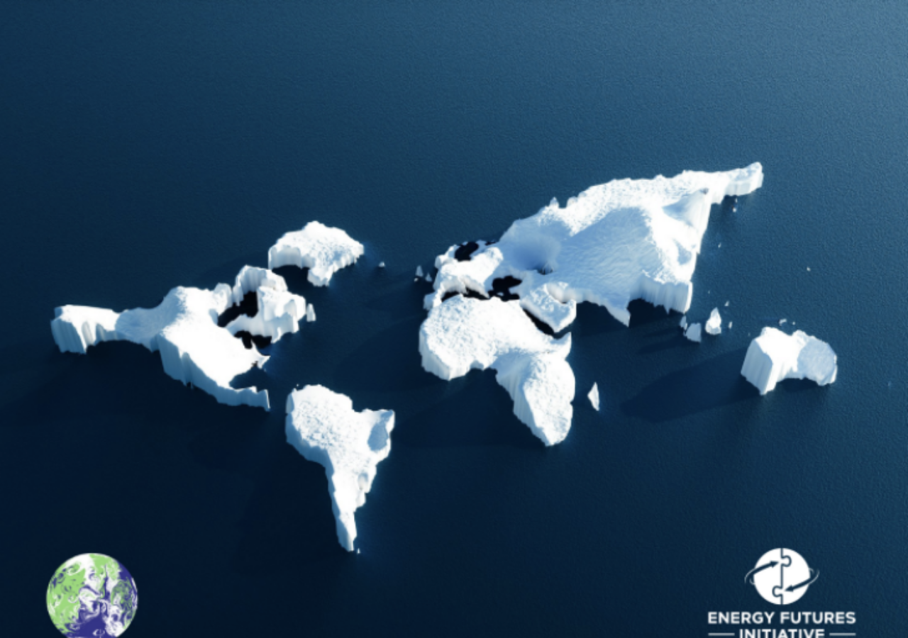 global map made out of snow