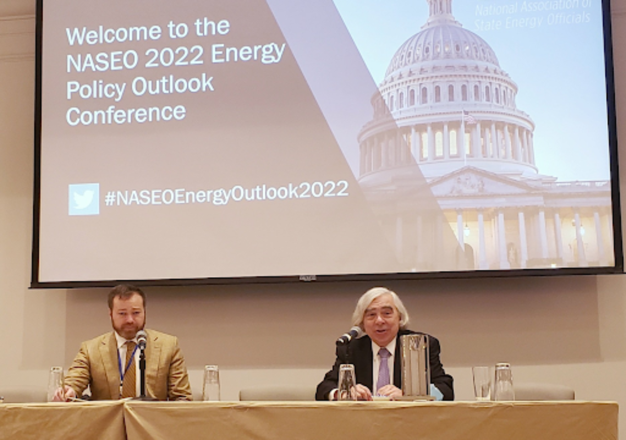 NASEO 2022 Energy Policy Outlook Conference. Pictured left to right: Patrick Woodcock and Ernest Moniz