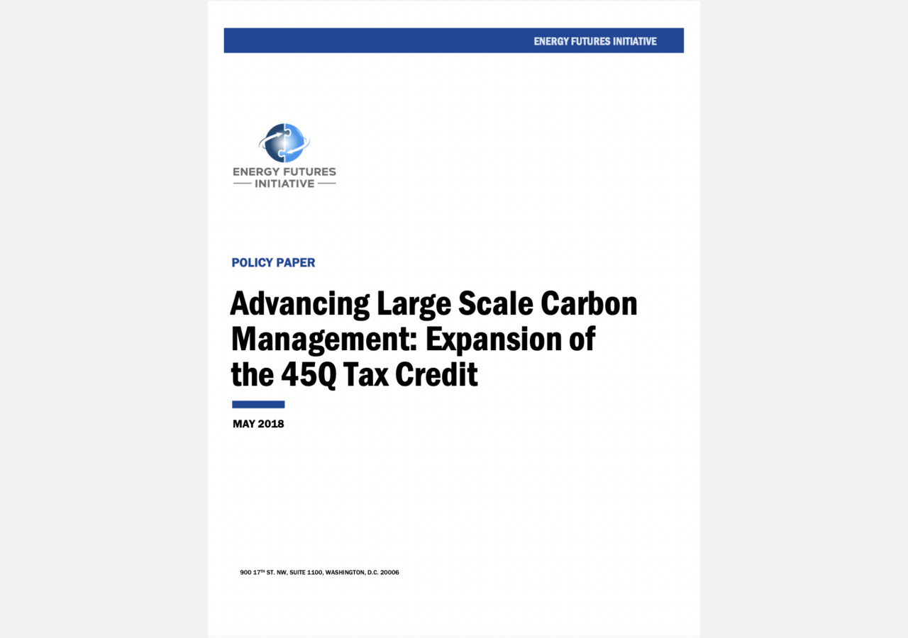 Whitepaper cover image for Advancing Large Scale Carbon Management: Expansion of the 45Q Tax Credit report