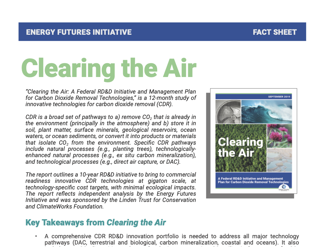 Image of Clearing the Air fact sheet.