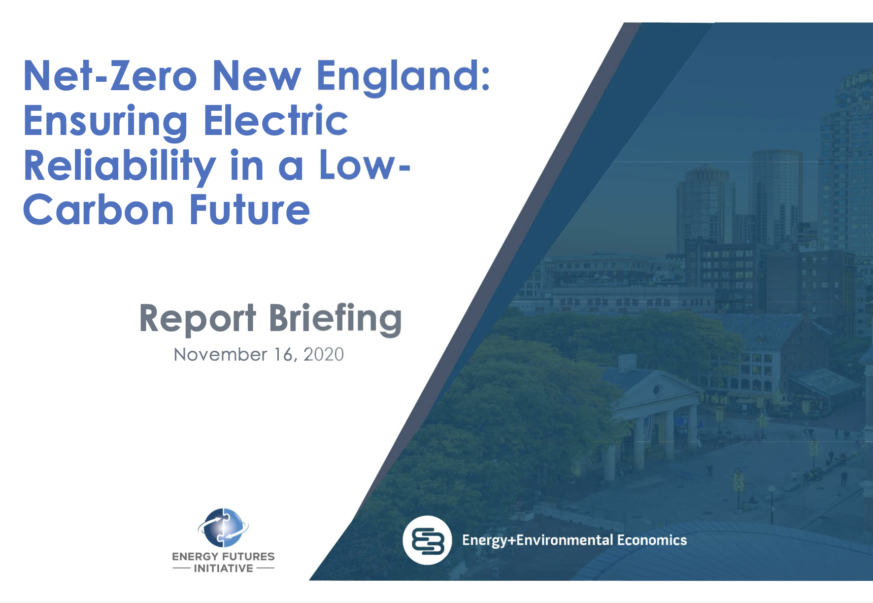 Image of first slide for Net-Zero New England presentation