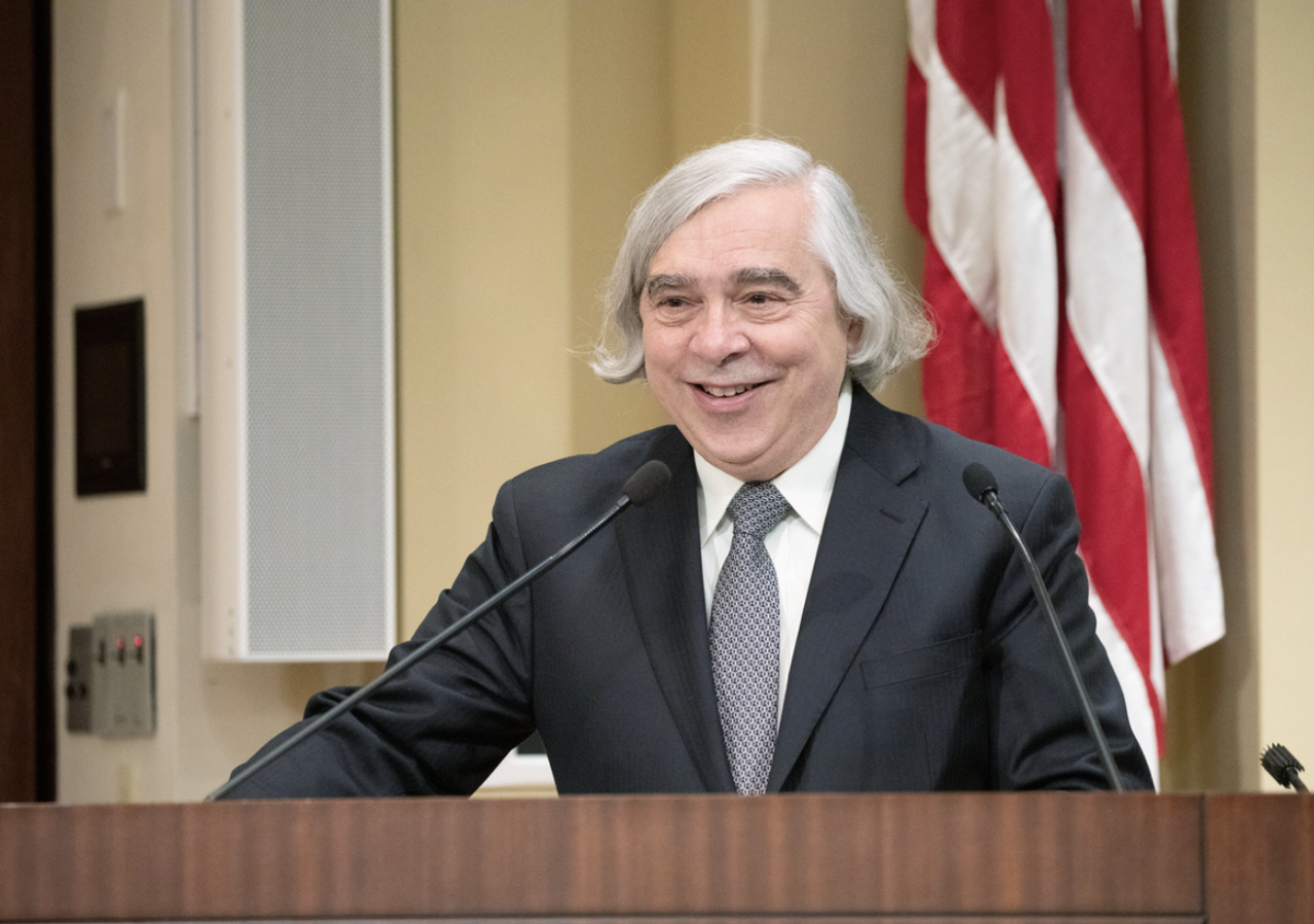 Photo of Ernest Moniz receiving a public policy award from American Academy of Arts and Sciences