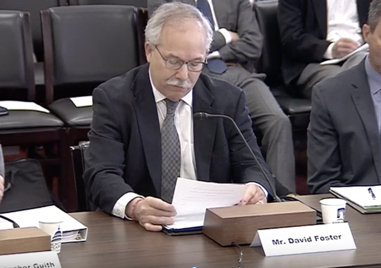 Photo of David Foster testifying before the House Select Committee on Climate Crisis