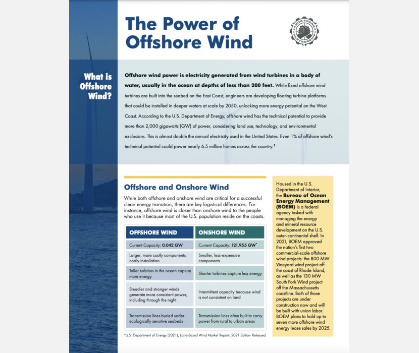 Image of fact sheet with blue, yellow, and green accents.