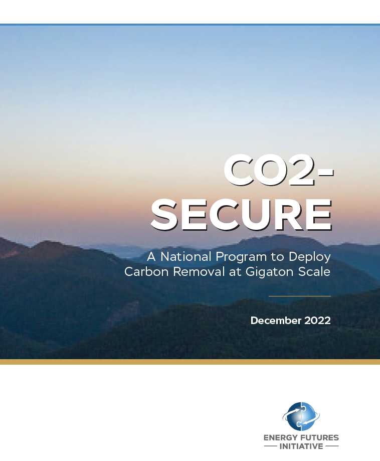 Image of Report Cover - CO2-Secure: A National Program to Deploy Carbon Removal at Gigaton Scale, December 2022