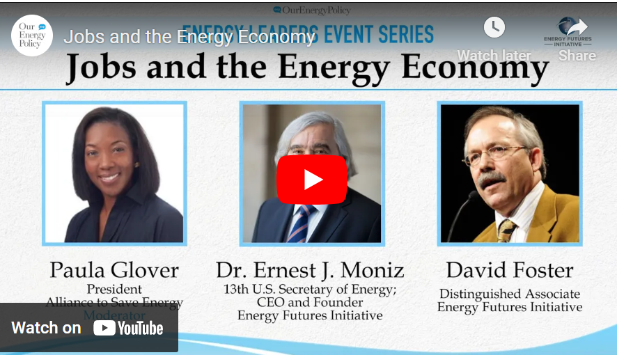 Video capture of event titled Jobs and the Energy Economy