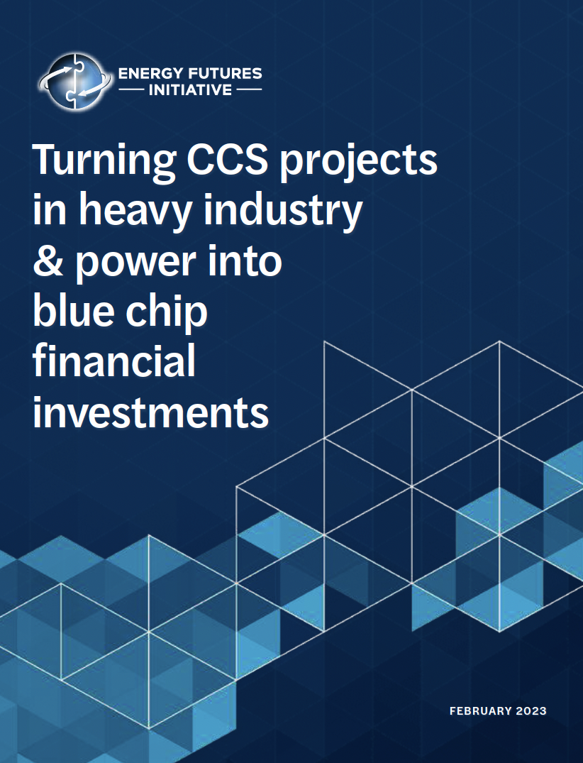 Cover image for report titled Turning CCS projects in heavy industry & power into blue chip financial investments, February 2023