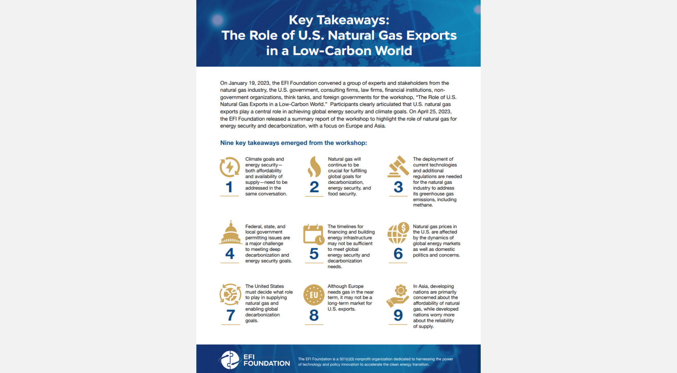 Key Takeaways: The Role of U.S. Natural Gas Exports in a Low-Carbon World