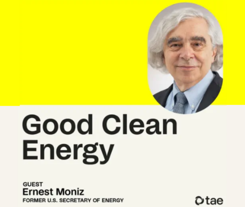 Graphic with half-yellow, half-beige background that has a photo of Moniz and reads 