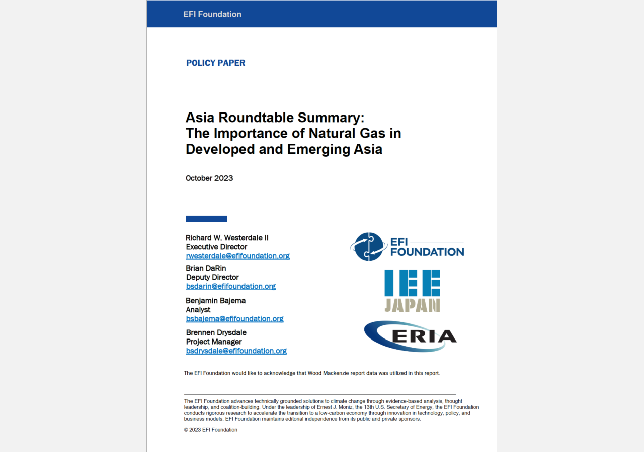 Image of Report Cover - Asia Roundtable Summary: The Importance of Natural Gas inDeveloped and Emerging Asia