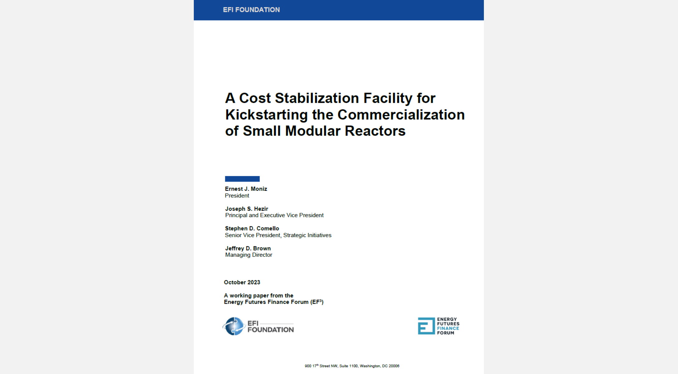 Image of Report Cover - A Cost Stabilization Facility for Kickstarting the Commercialization of Small Modular Reactors